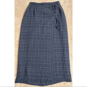 T.Garment Wrap Checked Pencil Pleated Lined Skirt